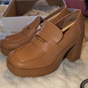 BAMBOO Tan Platform Loafers for Women